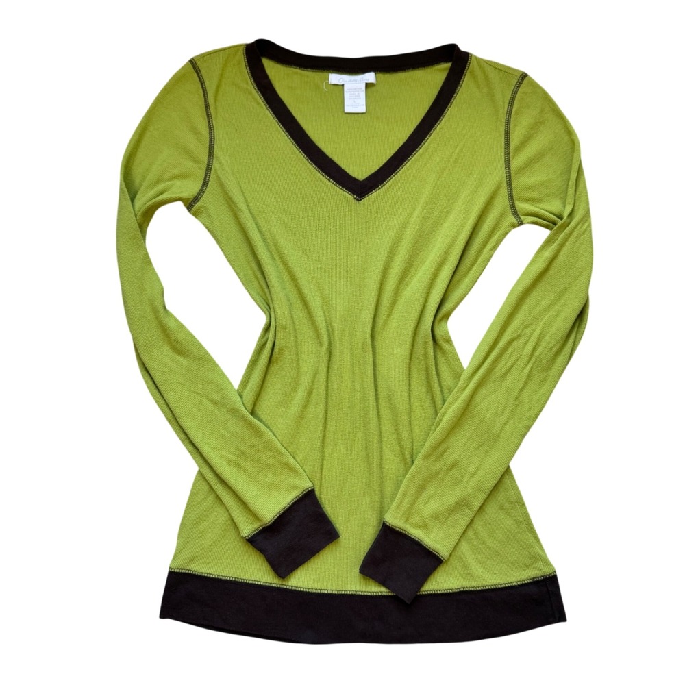 Y2K Charlotte Russe Ribbed Henley VNeck Top Size L Coquette Mall Girl 2000s